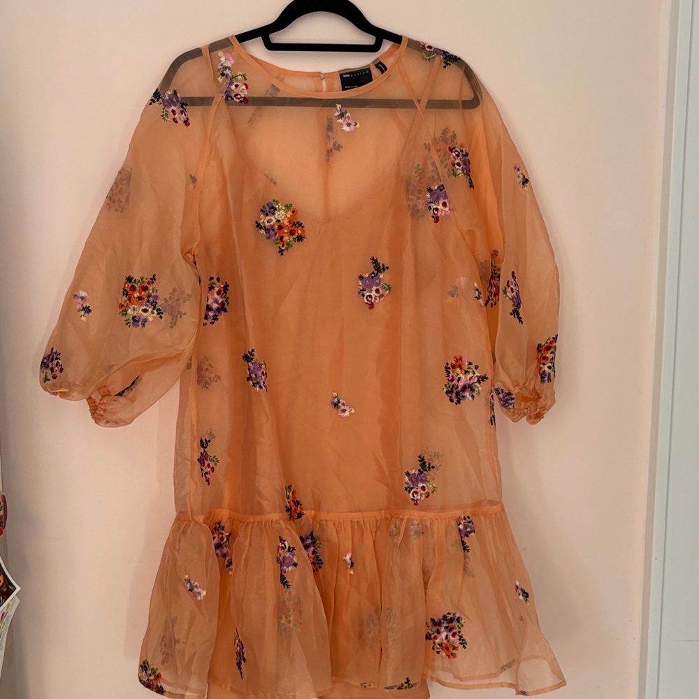 Floral Sheer Peach Dress